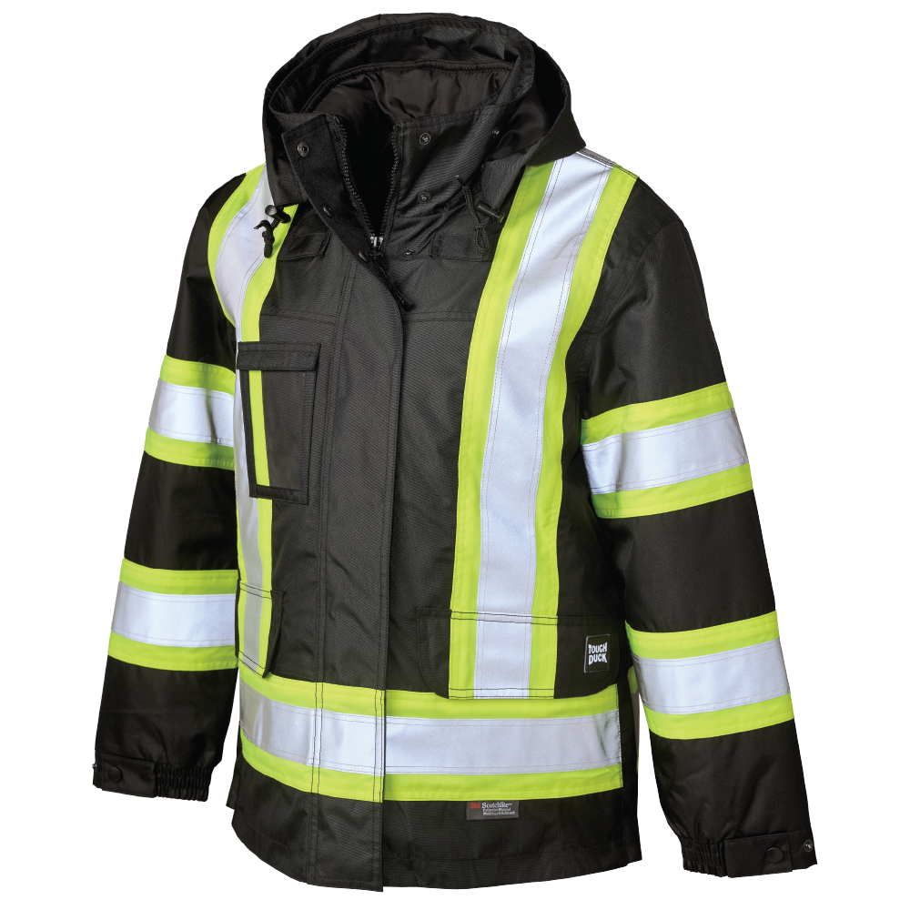 Tough Duck - Women's Poly Oxford 5-In-1 Safety Jacket - Black