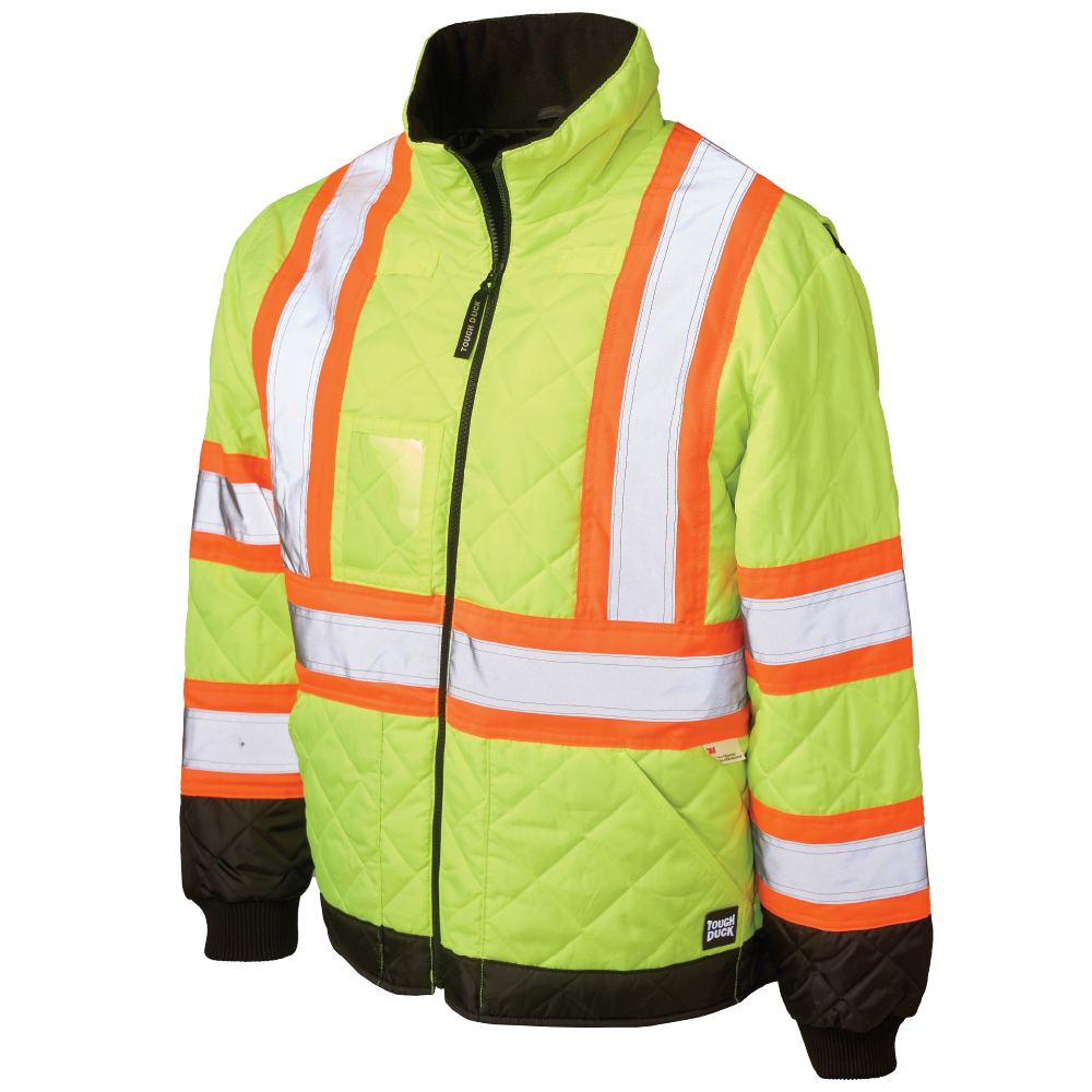 Tough Duck - Quilted Safety Trucker Jacket - Fluorescent Green