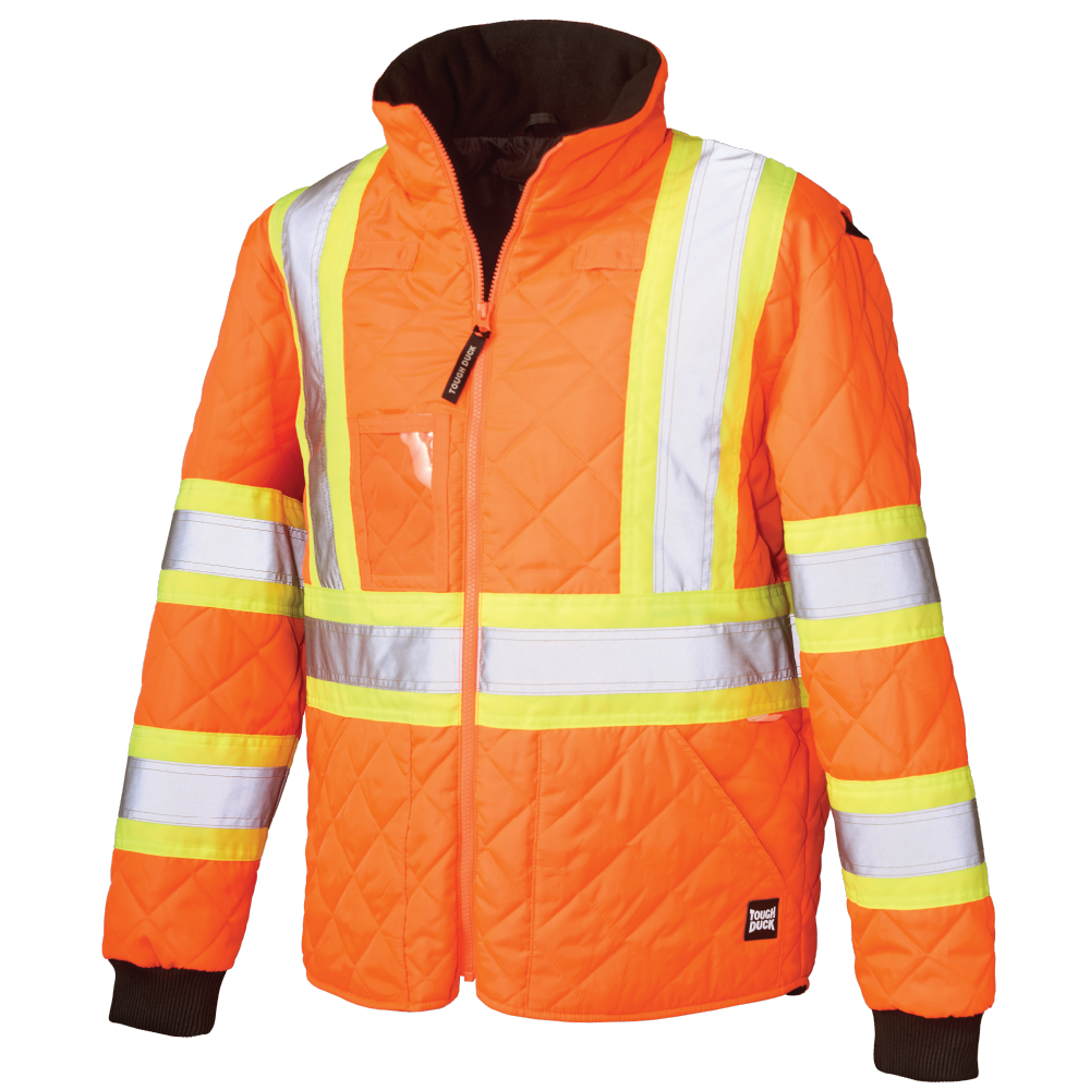 Tough Duck - Quilted Safety Trucker Jacket - Fluorescent Orange