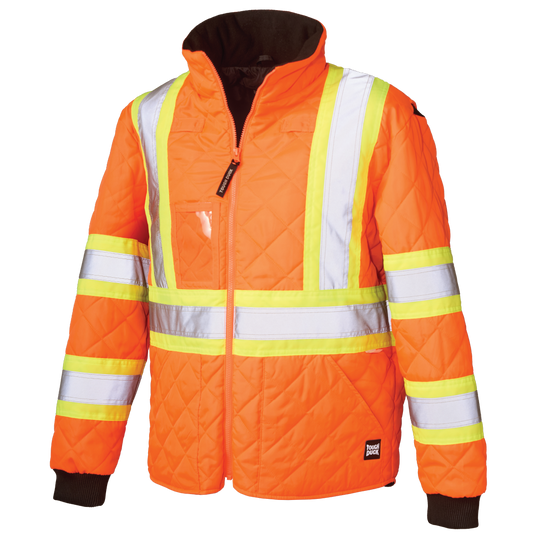 Tough Duck - Quilted Safety Trucker Jacket - Fluorescent Orange