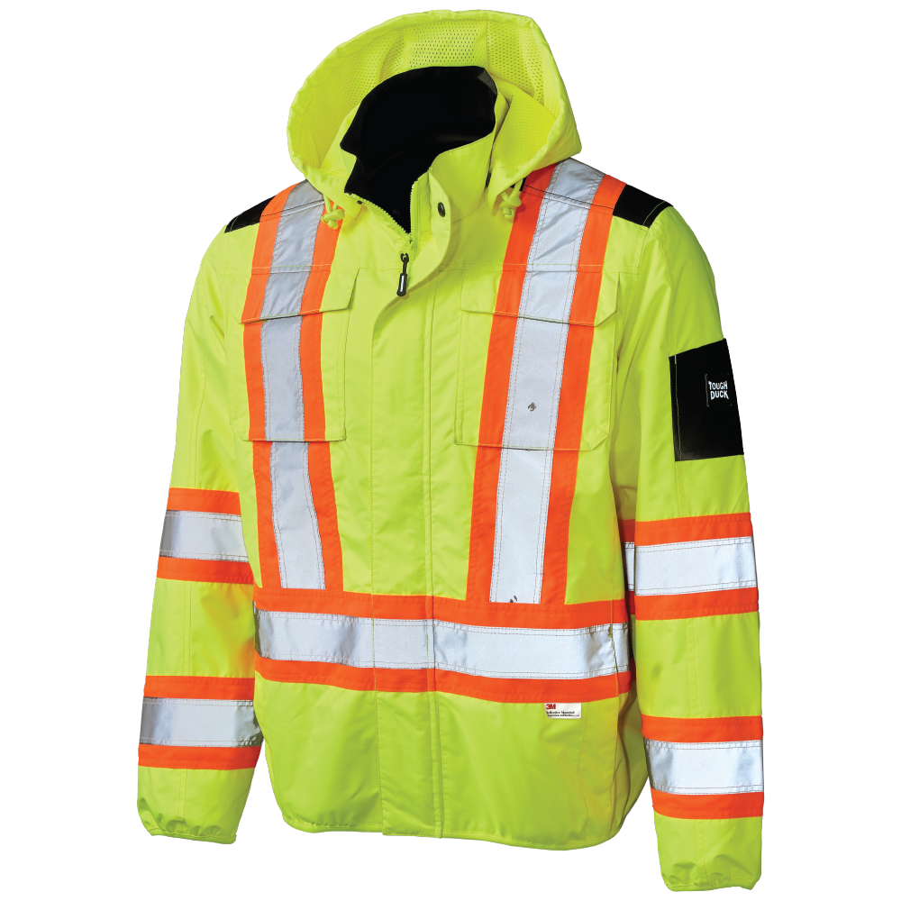 Tough Duck - Light Weight Mesh-Lined Safety Jacket - Fluorescent Green