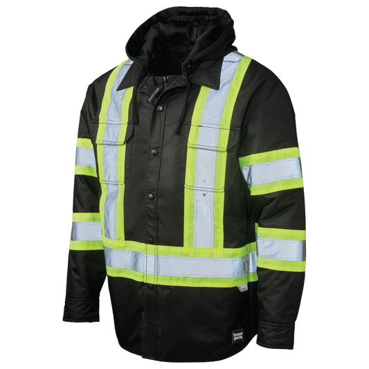 Tough Duck - Quilt-Lined Hooded Safety Jac-Shirt - Black