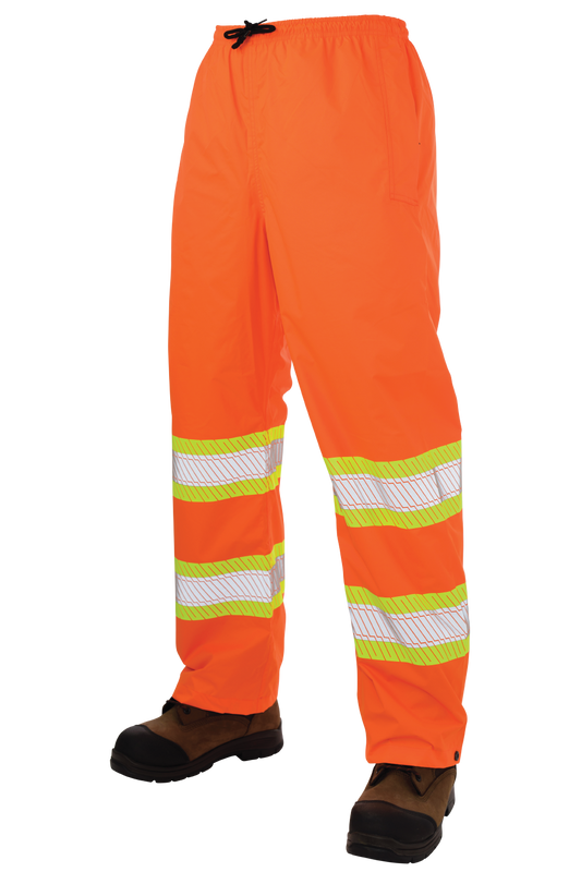 Tough Duck - Pull-On Ripstop Packable Safety Rain Pant - Fluorescent Orange