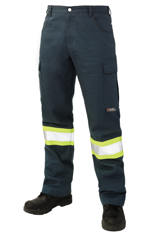 Tough Duck - Relaxed-Fit Tough Flex Twill Safety Cargo Pant - Navy