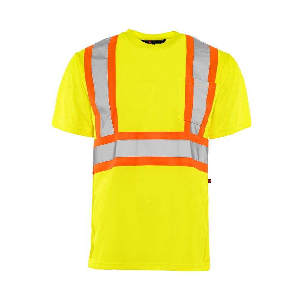 TT1 - Short Sleeve Polyester Traffic T-Shirt, 4″ Refl. Tape - Yellow