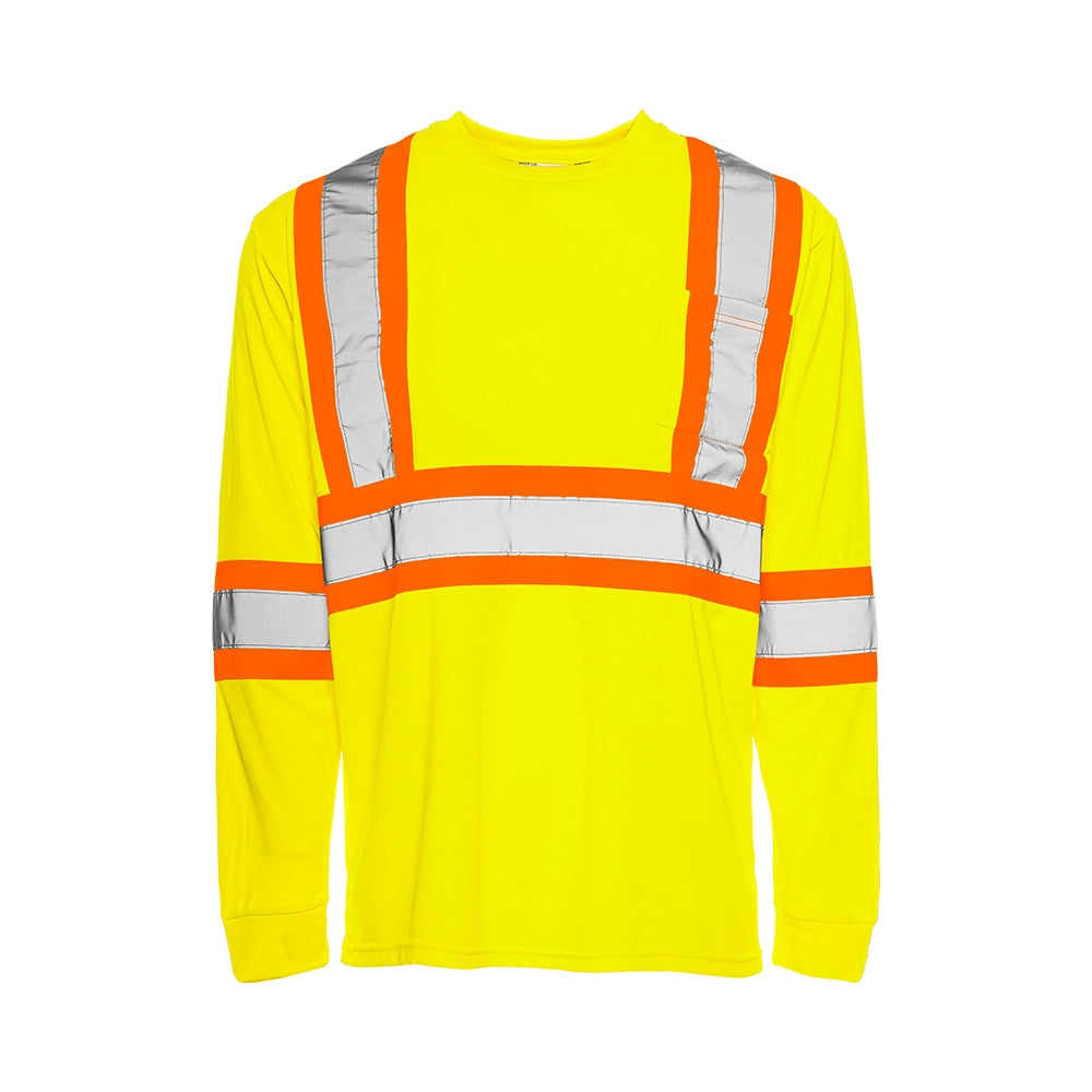 TT2 - Long Sleeve Polyester Traffic T-Shirt, 4″ Refl. Tape