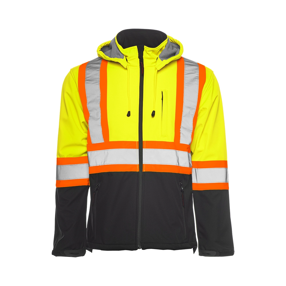 TJ2 - Soft Shell Jacket w/ Detachable Hood, 4″ Refl. Tape - Yellow/Black