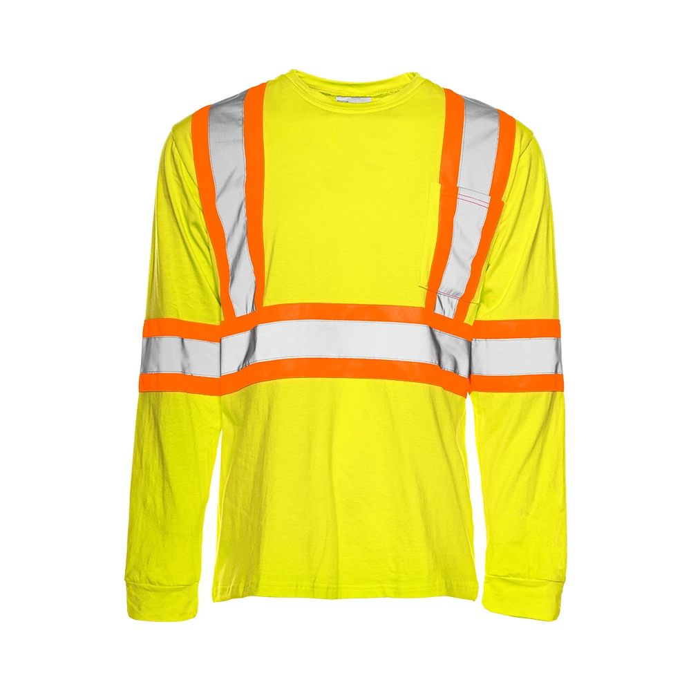 TT4 - Long Sleeve Cotton Traffic T-Shirt, 4″ Refl. Tape - Yellow