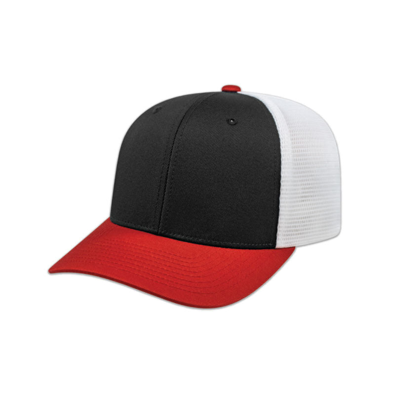 Flexfit 110® Trucker Mesh Back Cap - Black/Red/White