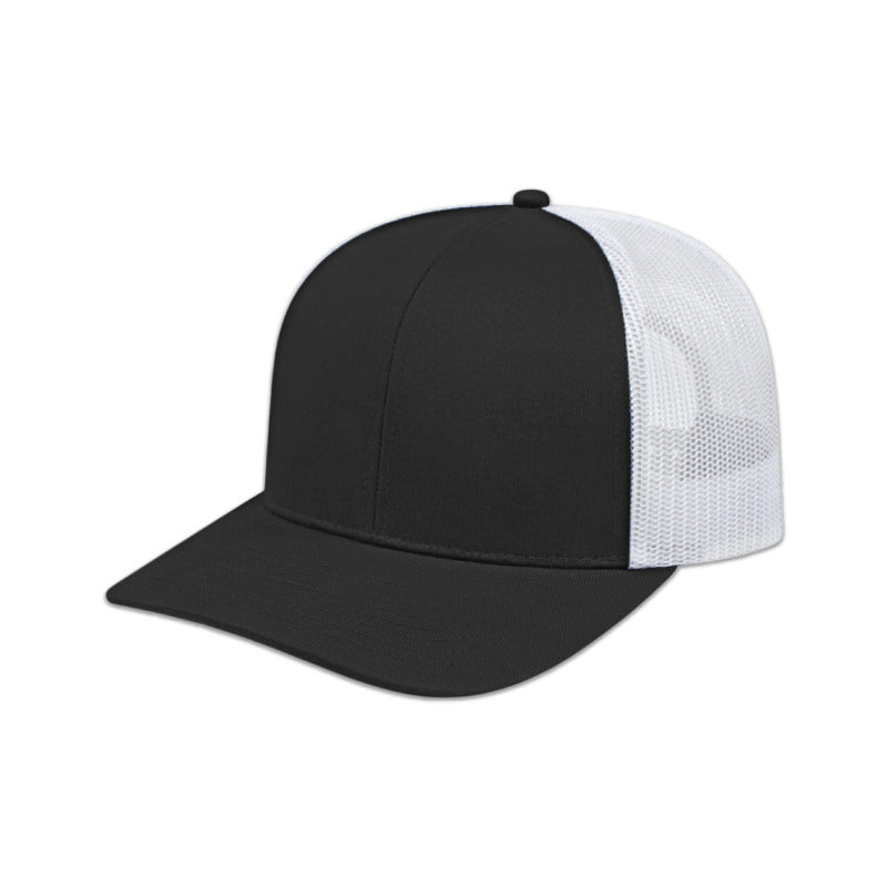 Poly/Cotton Mesh Back Cap - Black/White