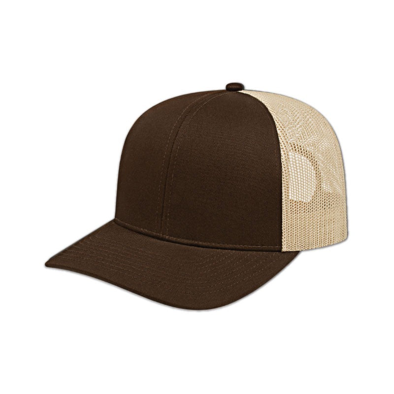 Poly/Cotton Mesh Back Cap - Brown/Khaki