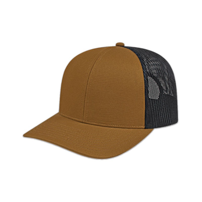 Poly/Cotton Mesh Back Cap - Caramel/Black