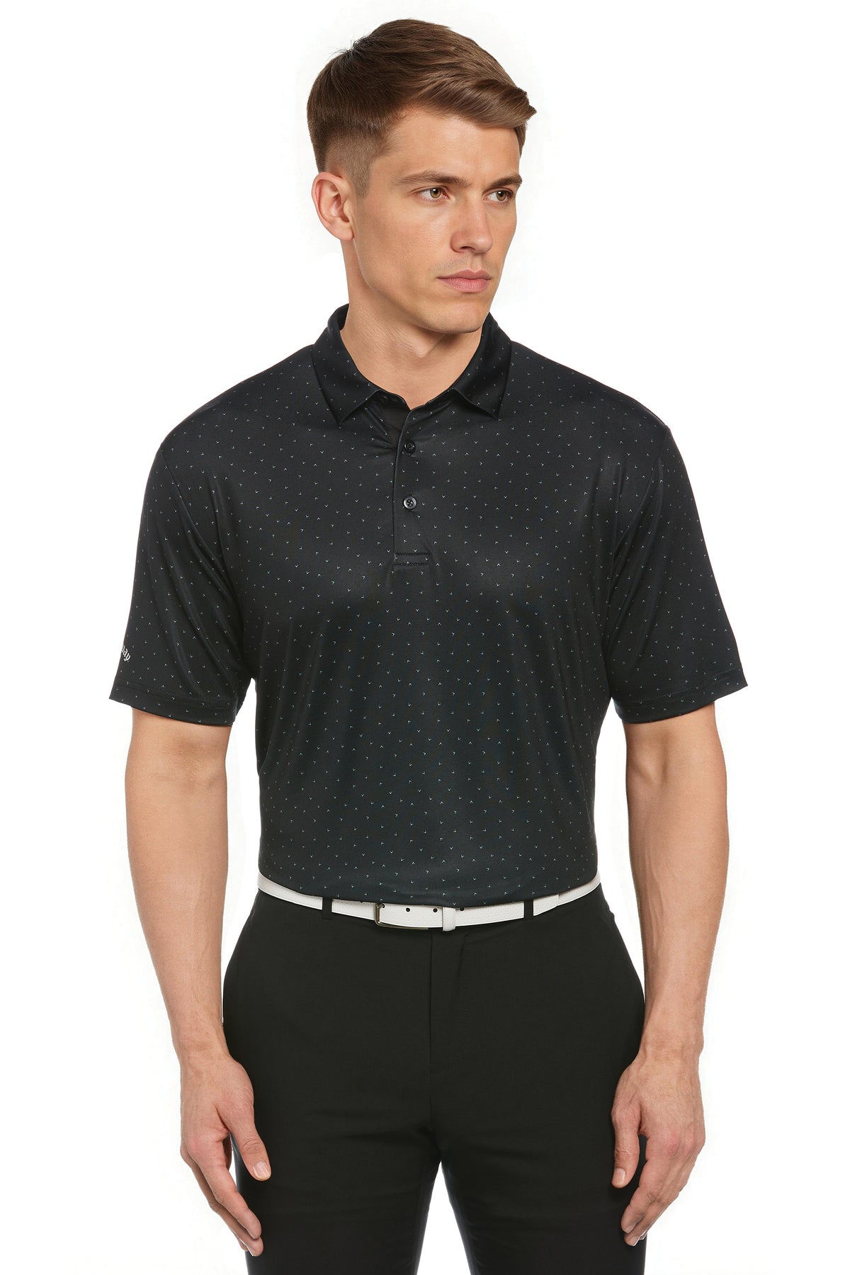 Callaway - Micro Chev Print Polo - Caviar