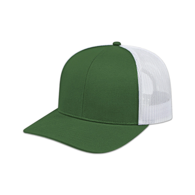 Poly/Cotton Mesh Back Cap - Dark Green/White