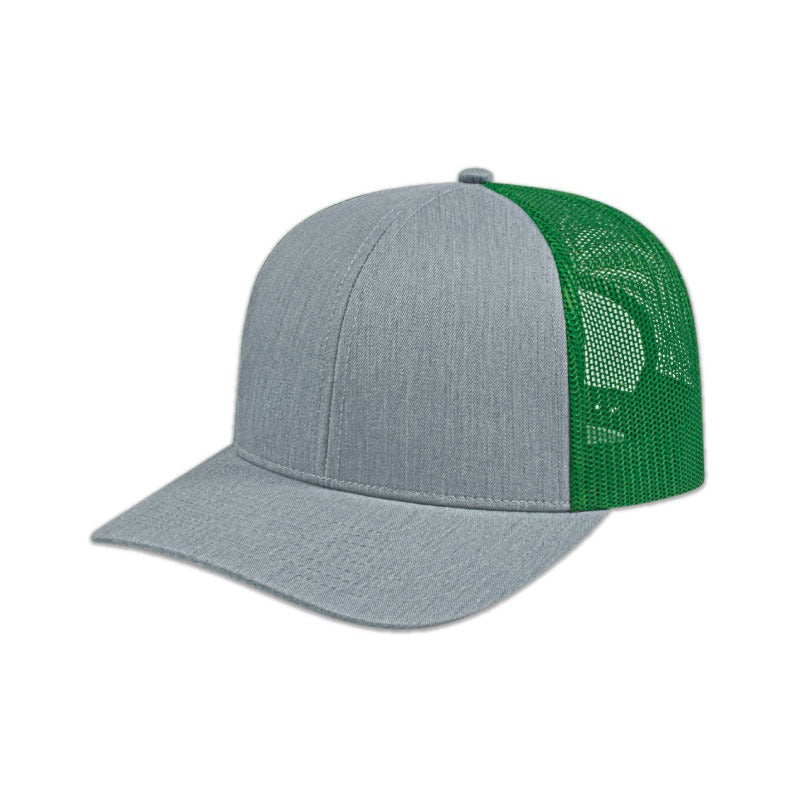 Poly/Cotton Mesh Back Cap - Heather/Kelly Green