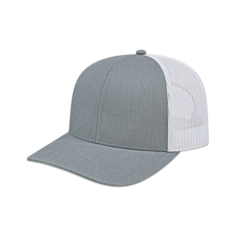 Poly/Cotton Mesh Back Cap - Heather/White