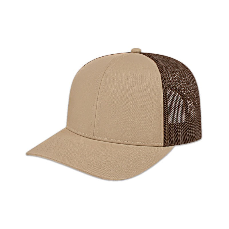 Poly/Cotton Mesh Back Cap - Khaki/Brown