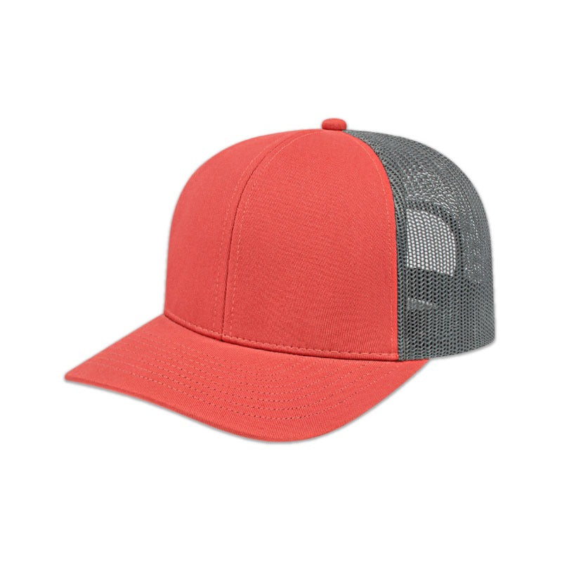 Poly/Cotton Mesh Back Cap - Nantucket Red/Charcoal