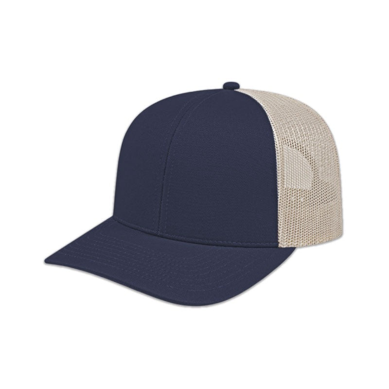 Poly/Cotton Mesh Back Cap - Navy/Stone