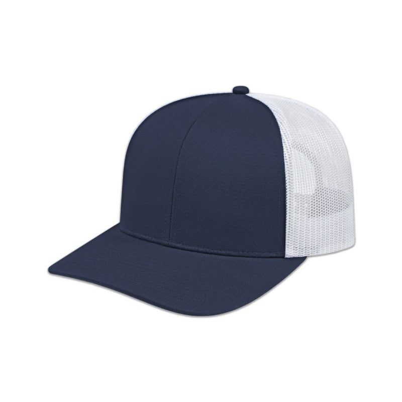 Poly/Cotton Mesh Back Cap - Navy/White