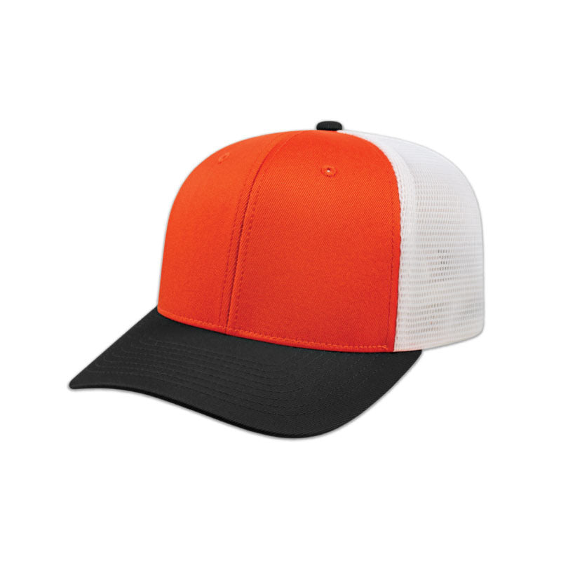 Flexfit 110® Trucker Mesh Back Cap - Orange/Black/White