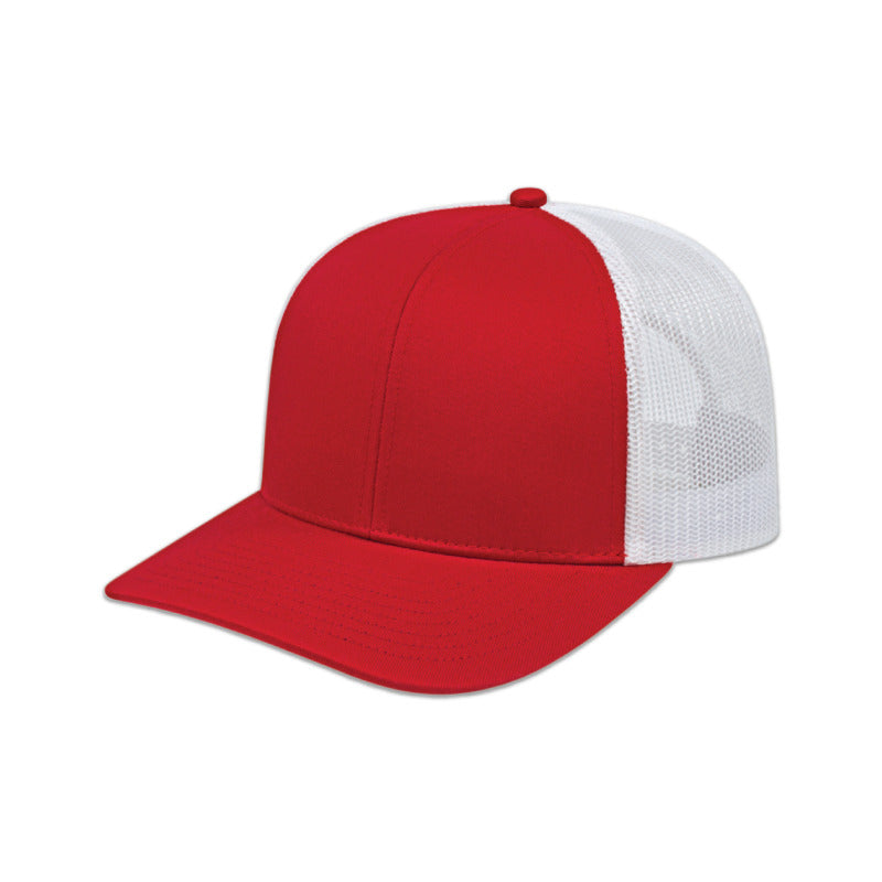 Poly/Cotton Mesh Back Cap - Red/White