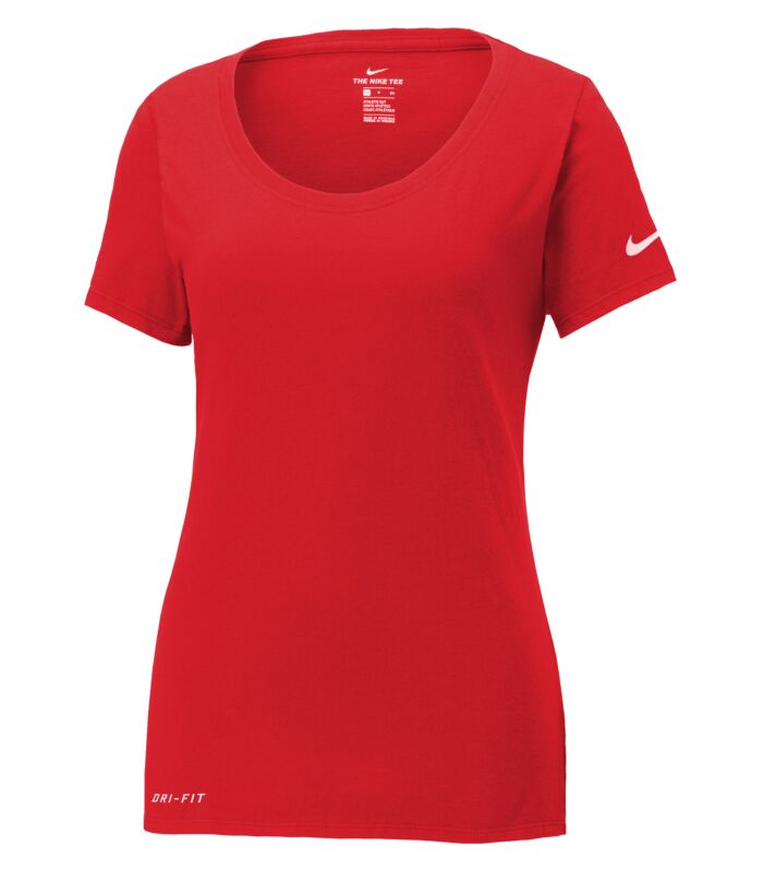 Nike Dri-Fit Cotton/Poly Scoop Neck Ladies' Tee - University Red