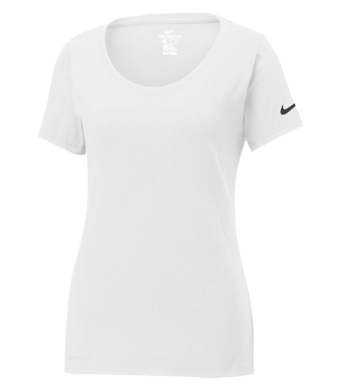 Nike Dri-Fit Cotton/Poly Scoop Neck Ladies' Tee - White